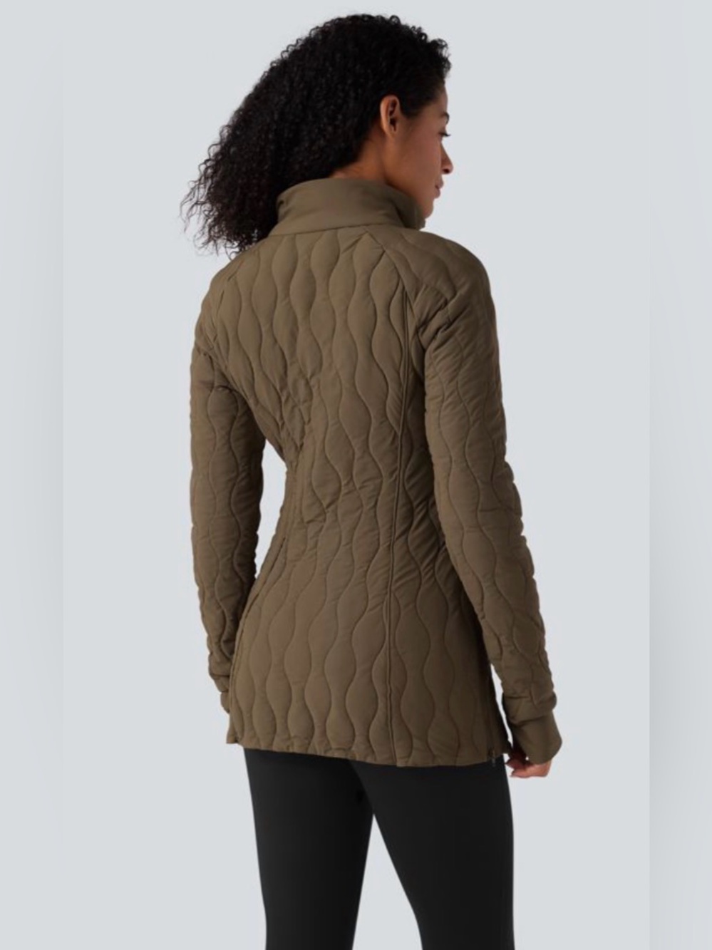 NWT [Halara] PuffFlex Long Sleeve Thumb Hole Quilted Jacket Brown Women’s L - Picture 4 of 16